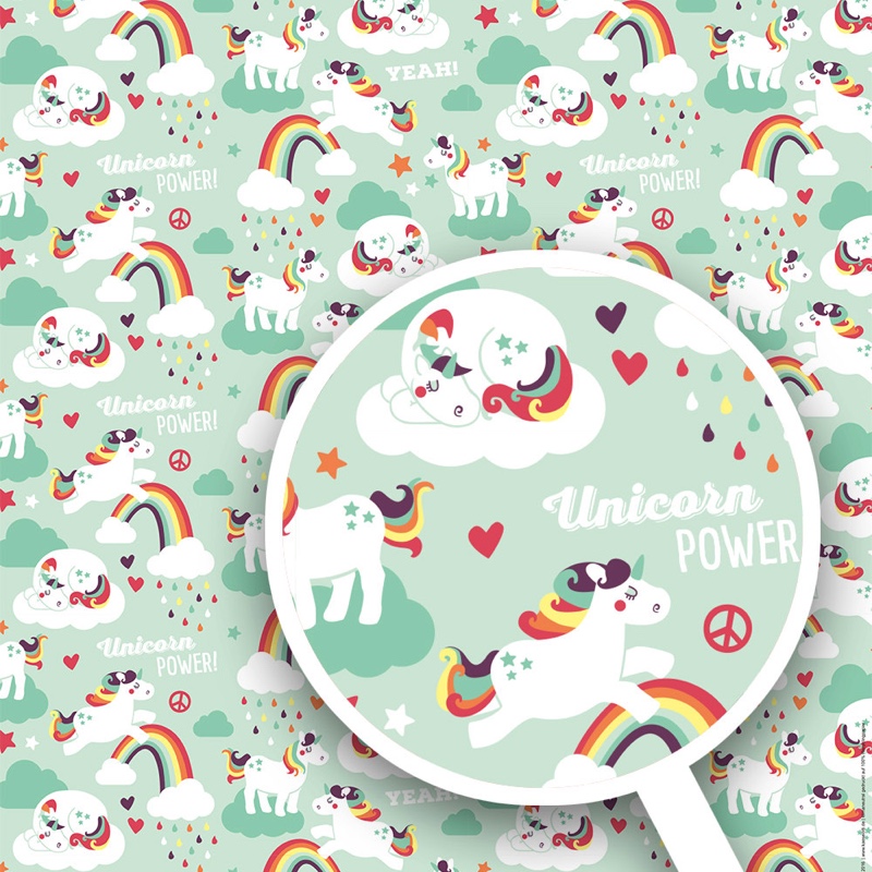 Unicorn power gift wrap set