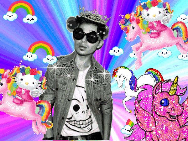 A glad happy jolly pink friend