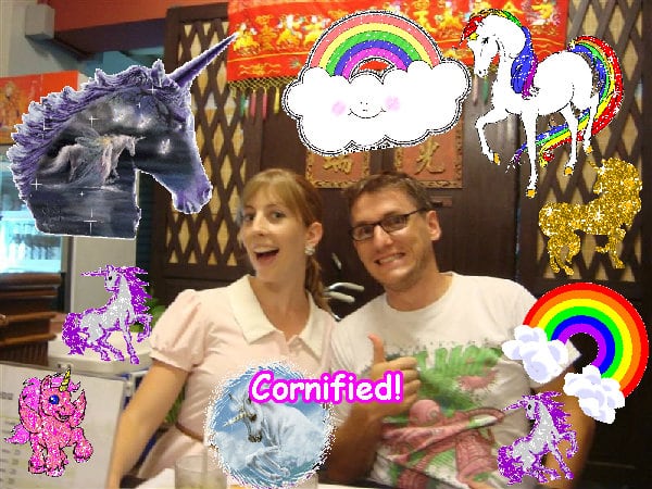 The happy joyful cool glad composition