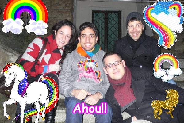 The pink happy glad happy rainbow