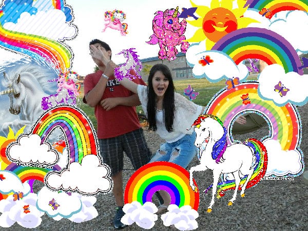 Crazy cute joyful super glad happiness