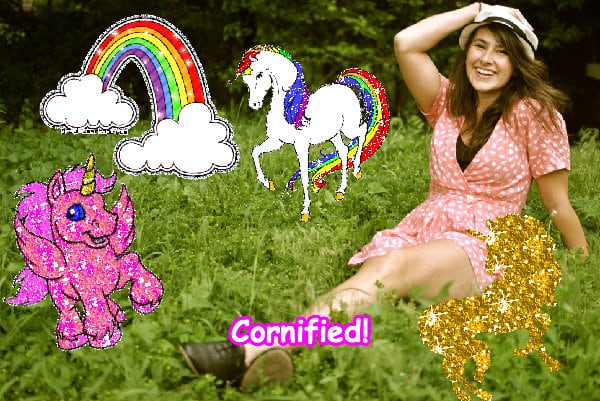 A glad pink great joyful unicorn