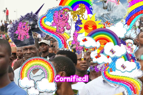 Super awesome happy happy cute rainbow