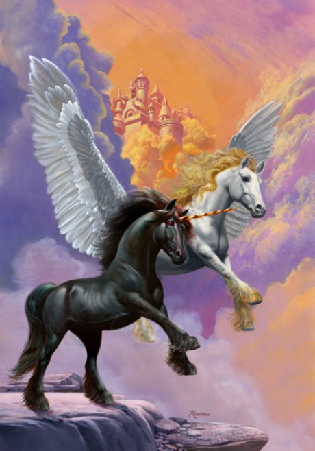 White Pegasus and  Black Unicorn